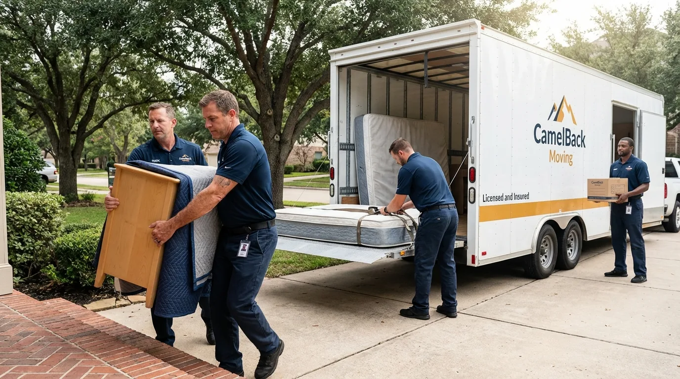 Crew loading residential truck for cross-state move from East Flat Rock, NC