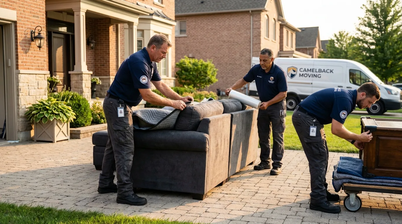 Large estate moving crew wrapping furniture in East Flat Rock, NC