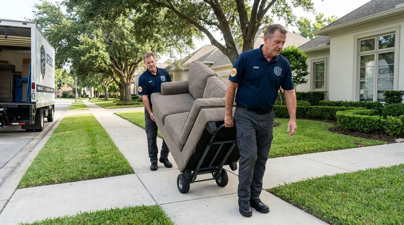 Local residential moving crew loading furniture in East Flat Rock, NC