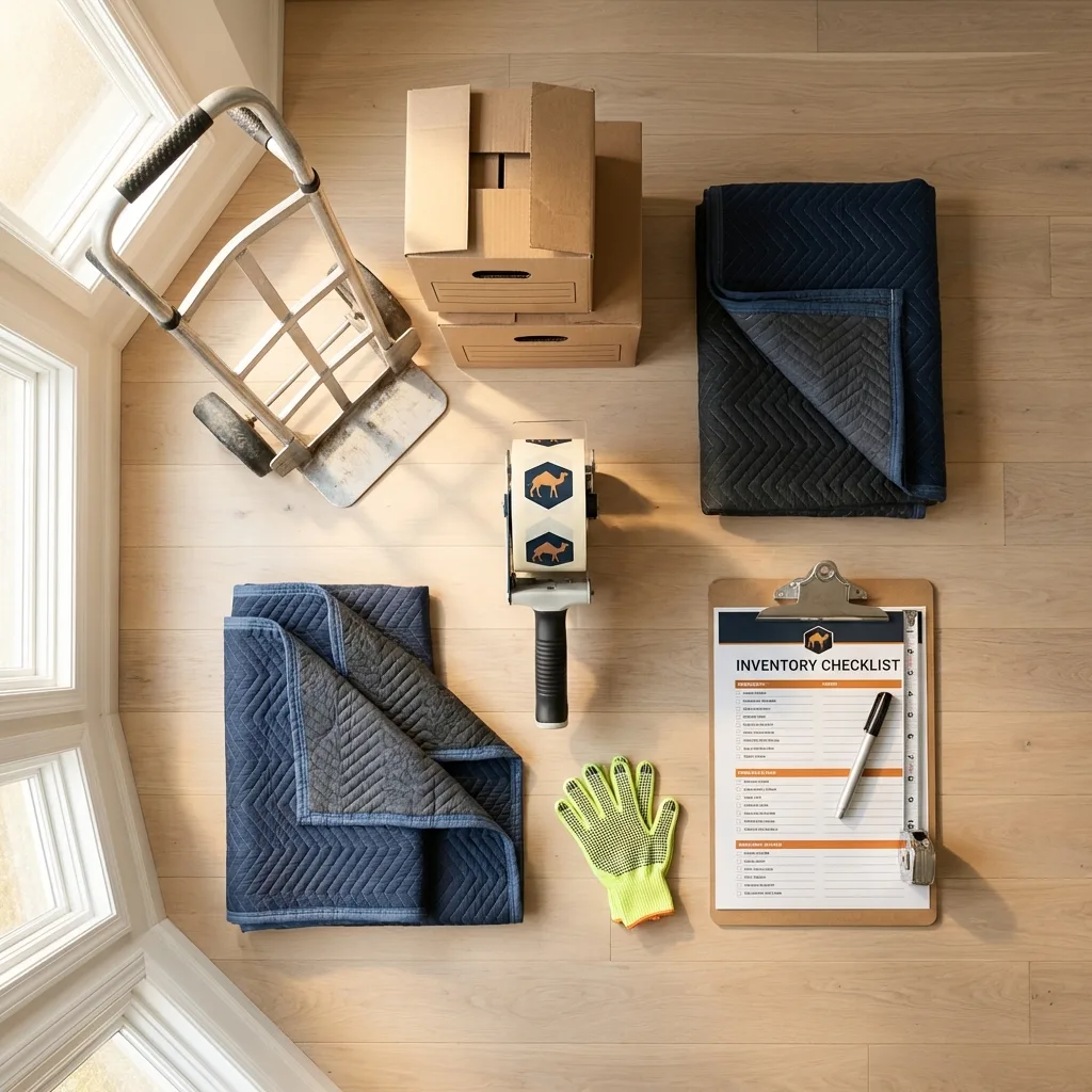 Professional moving supplies and packing materials layout for East Flat Rock residential relocations